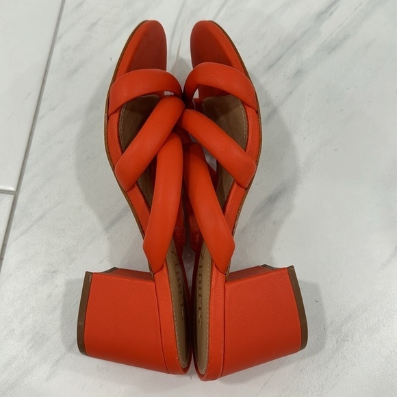 NEW! Schutz Bright Orange Olly Block Heel Leather Sandals - Size 6 - Picture 15 of 16